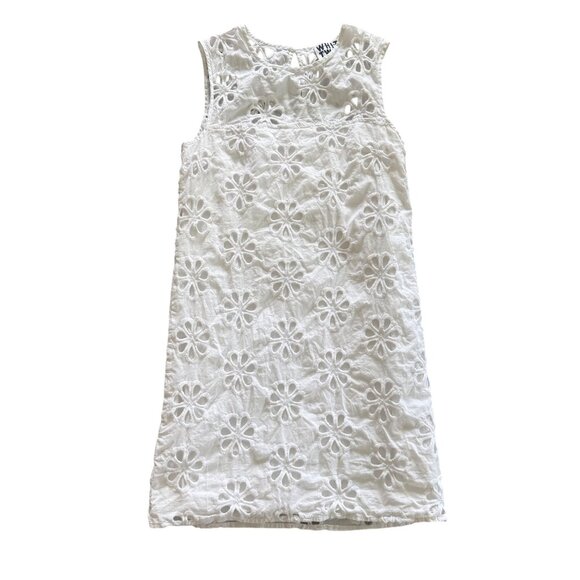 White Sleeveless Floral Eyelet Shift Dress By Whit Two Anthropologie - Picture 1 of 8